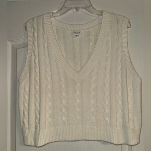 Le Lis ivory white Cable-Knit V-Neck Sweater Vest from these three boutique